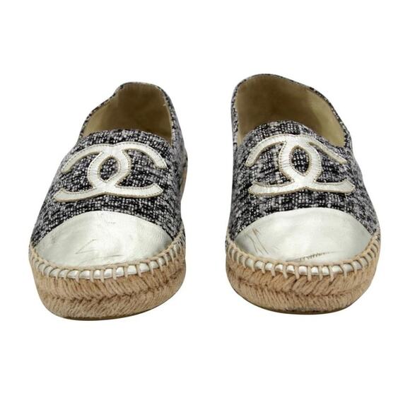 Chanel Metallic Tweed Espadrilles 40 Monogram 2018 Cc Flats CC-S0207P-C024 - Picture 3 of 12